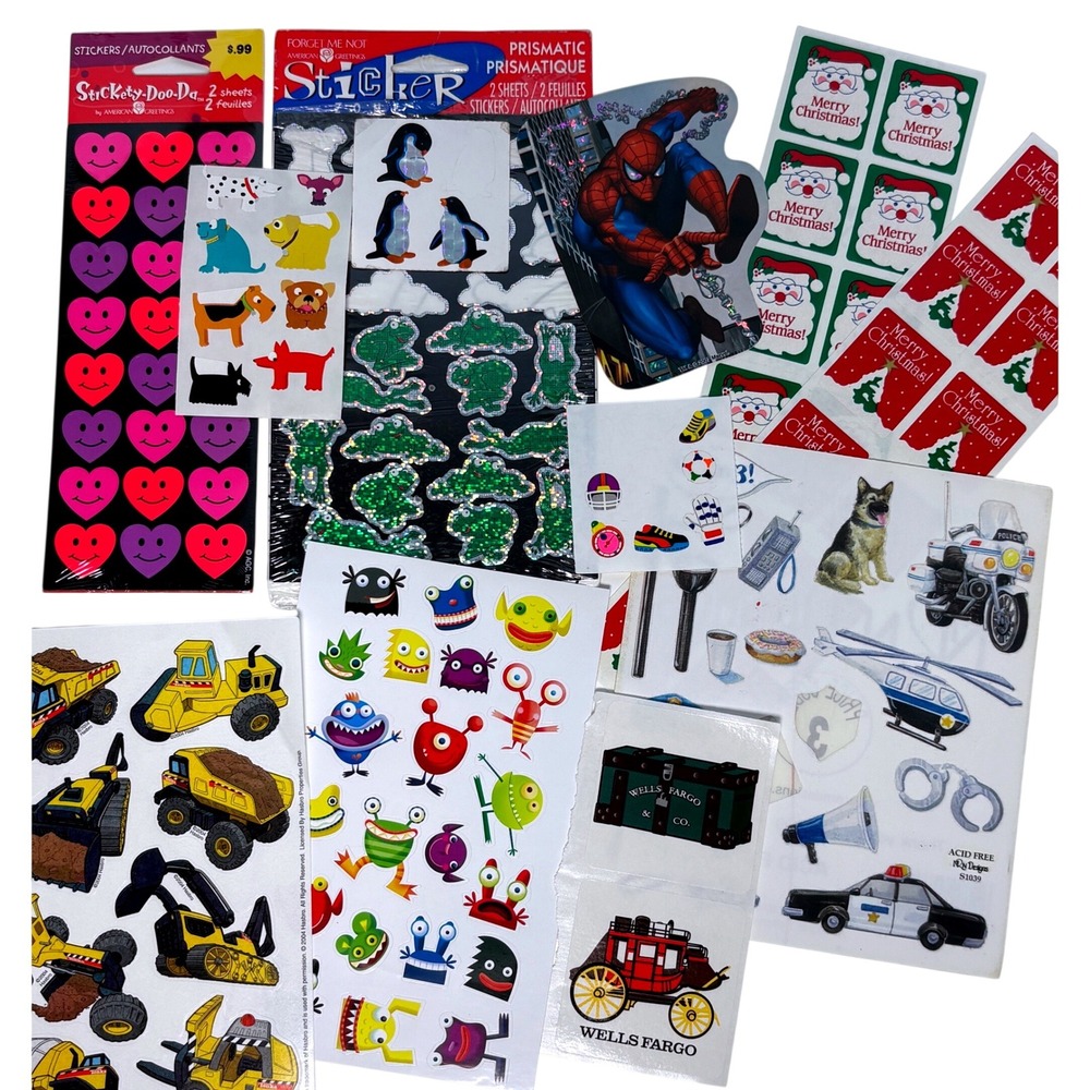 Vintage Sticker Sheet Lot American Greetings Marvel Spiderman Tonka Prismatic 90